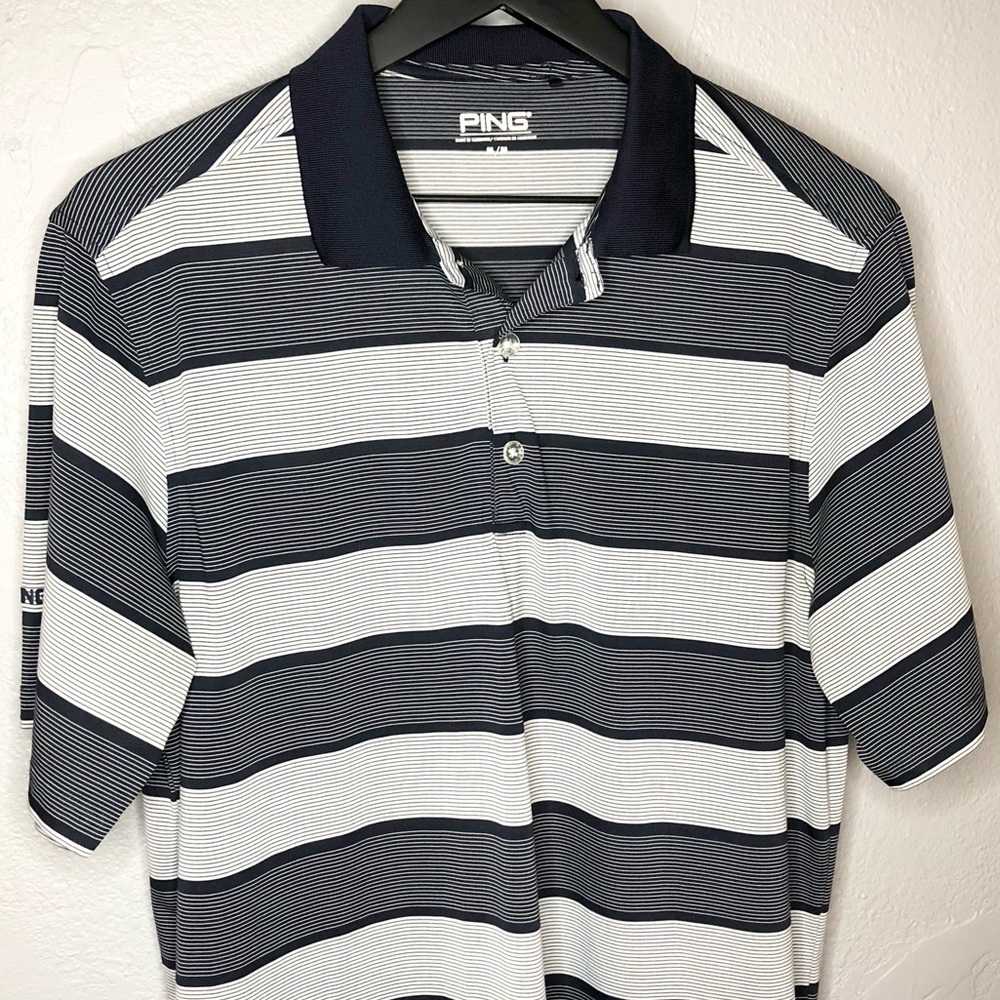 PING sensor cool striped golf polo shirt Size M
